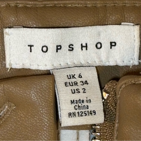 TOPSHOP Faux Leather Pants Tan 6 - Picture 9 of 9